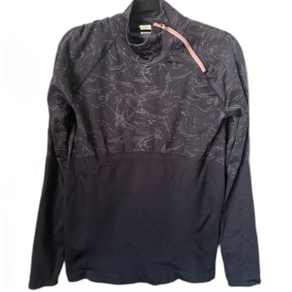 Fabletics Seamless 1/2 Zip Pullover Jacket Asymmetric Mock Neck Print Size L